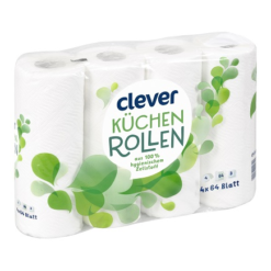 CLEVER Küchenrolle 3lagig 4 Rollen/PKG**